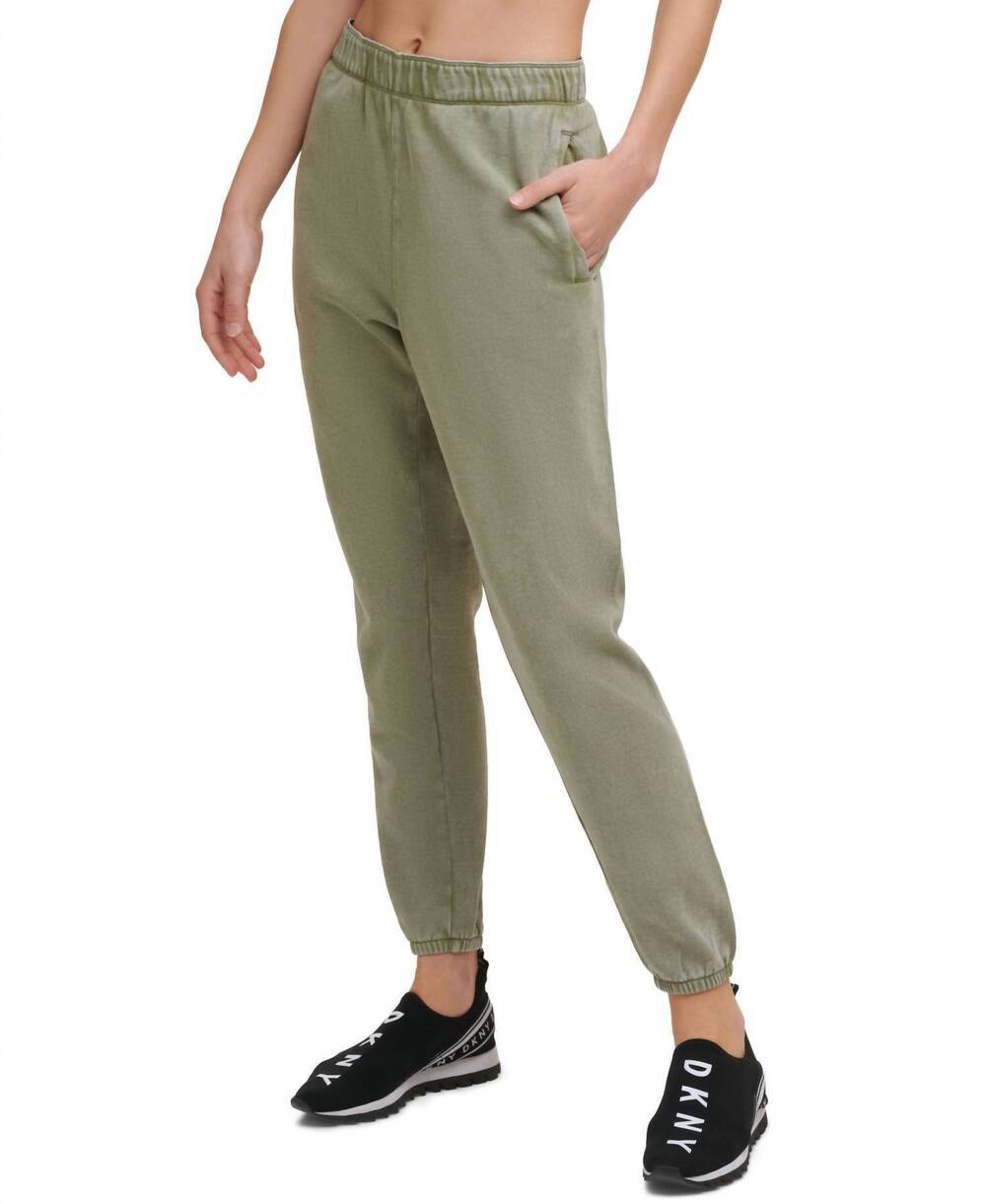 NEW DKNY activewear cotton jogger pants in olive